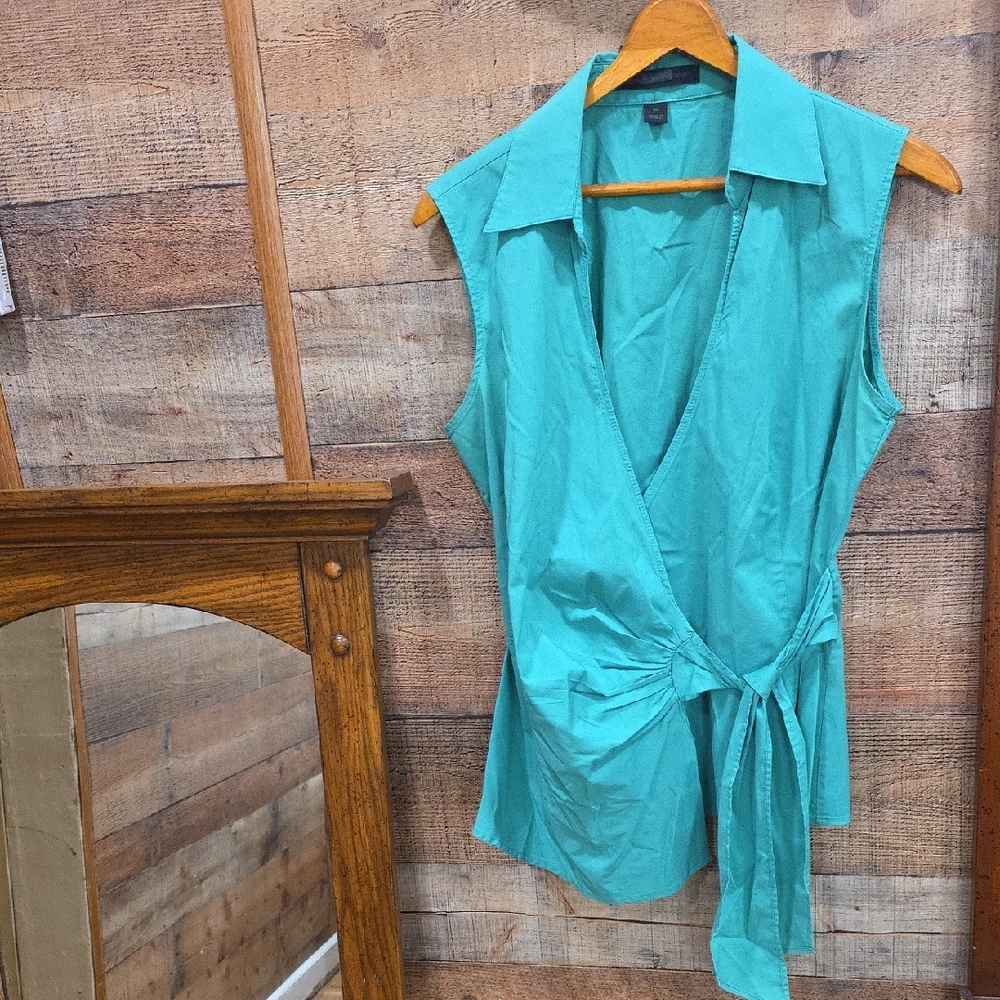 Express Turquoise Sleeveless Wrap Blouse